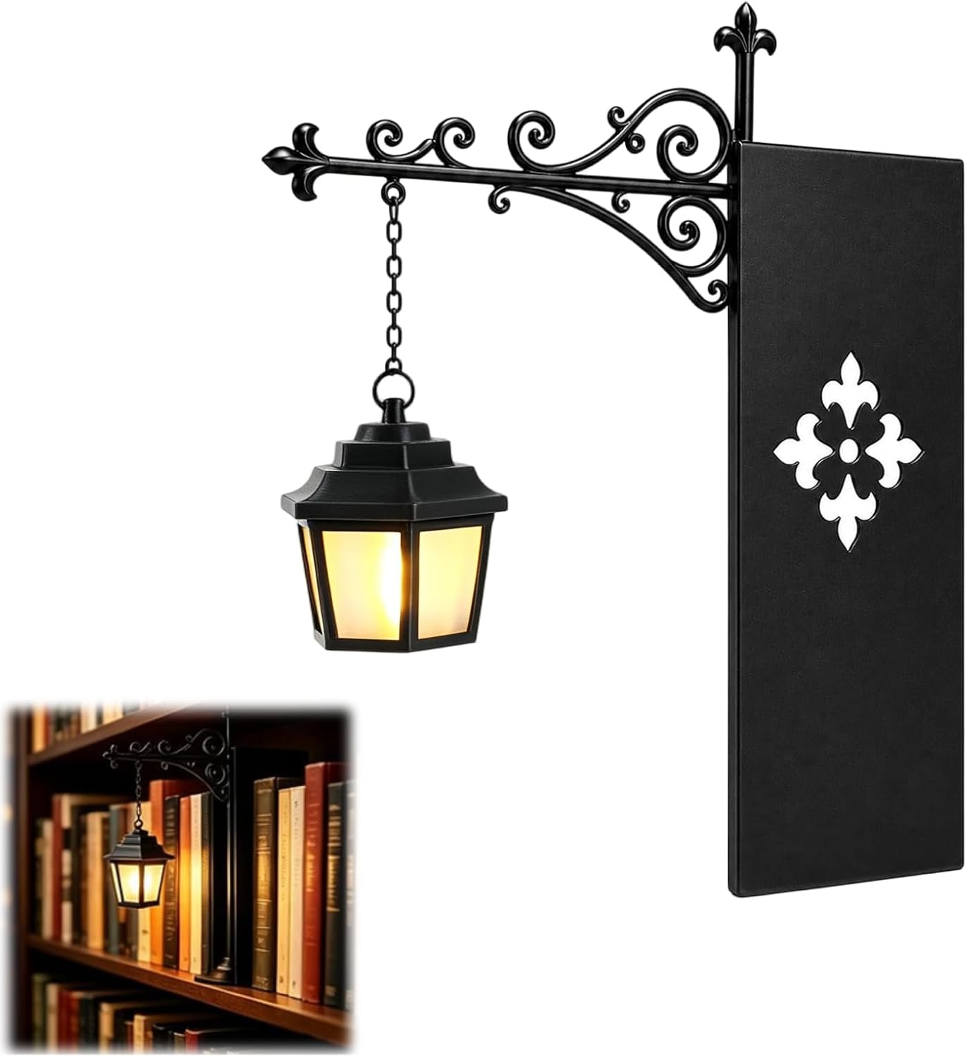 Mini Bookshelf Lantern Lamp - Vintage Hanging Library Light for Book Nooks