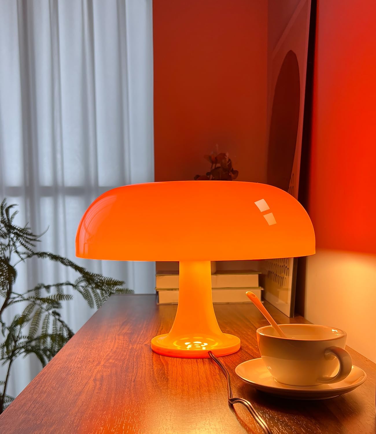 Mushroom Table Lamp, 2700K - 12 x 12 x 9.8 in, Orange, Bulb Included