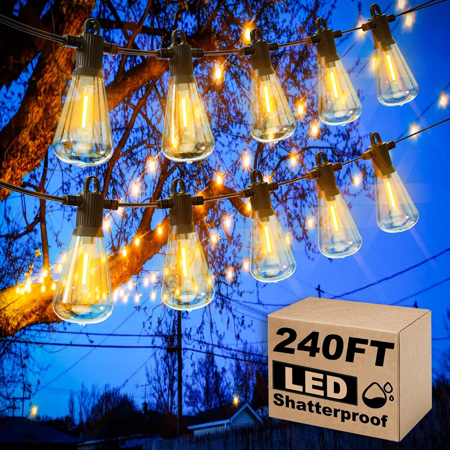 240 ft Outdoor Patio String Lights